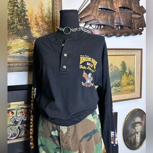 Vintage Iron Horse Saloon Sturgis Bike Week Long Sleeve Henley 2001